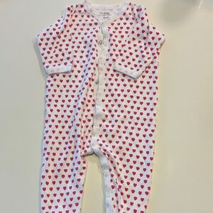 Roller Rabbit Baby Heart-Print One-Piece - White with Pink Hearts